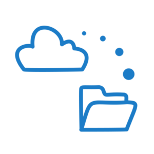 line art showing cloud data downloading to a folder