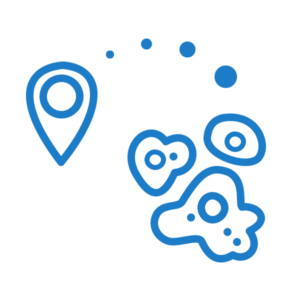line art showing a location marker and cells